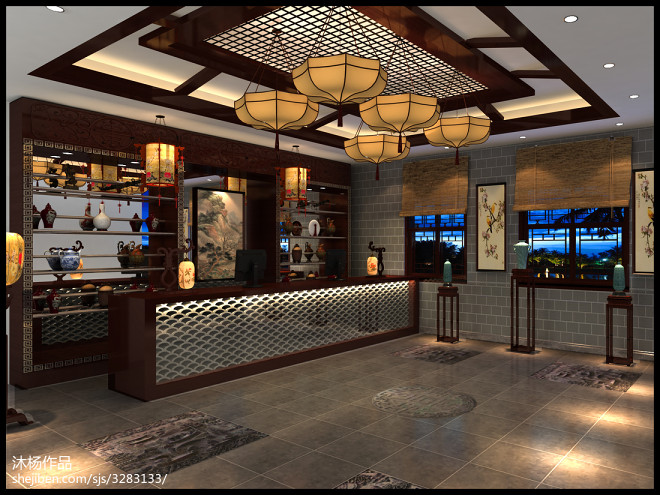 中式餐飲空間-裝修設(shè)計(jì)效果圖-沐楊設(shè)計(jì)師作品-設(shè)計(jì)本